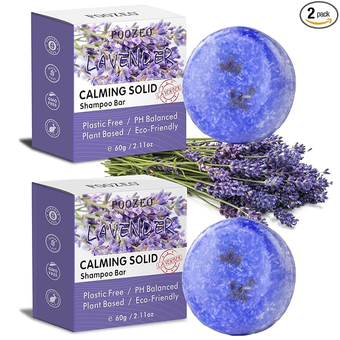 DBEAUTYM 2 Pack Lavender Shampoo Bar,Solid Hair Bar And Conditioner Effect Hair Soap,Organic Shampoo Bars For Hair With All Natural Plant Based Essential Oils,Stocking Stuffers,Gifts for Women