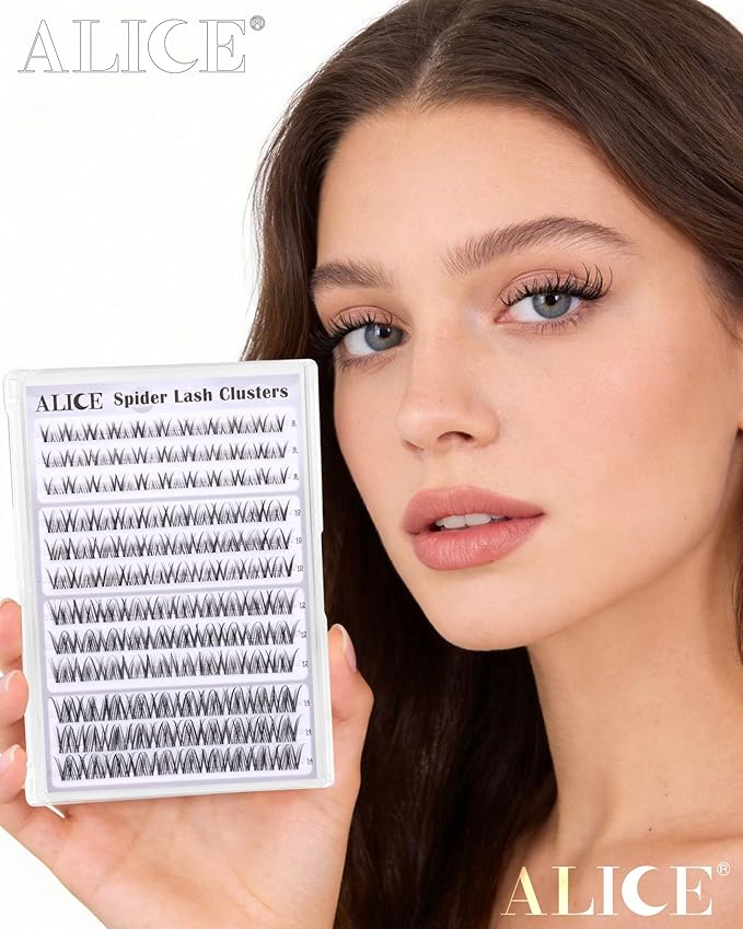Spider Lash Clusters Natural Wispy Eyelash Clusters 8-14mm Invisible Band CC-Curly Cluster Eyelash Extensions Lash Extensions DIY Clear Band Individual Spider Lashes by ALICE