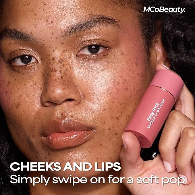 MCoBeauty Baby Face Cream Blush Stick - Peony Rose - Pink Multiuse Buildable Lip and Cheek Color Balm for a Radiant Dewy Glow - Face Makeup with Jojoba Seed Oil Coconut Oil - Vegan & Cruelty Free
