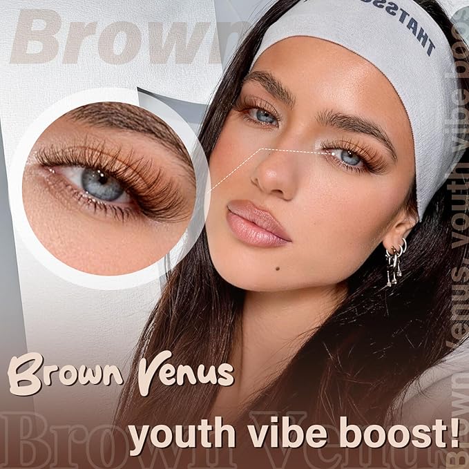JMS&JMS Natural Brown Venus Lash Clusters, Wispy Natural Invisible Band Eyelashes, Brown Soft False Lashes Natural Look