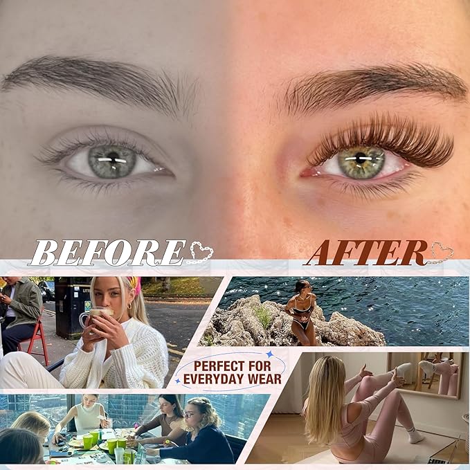 Mavphnee Brown Lash Clusters Dark Brown Eyelash Extensions Natural Cluster Lashes CC-Curly Pestañas Postizas Wispy Individual Lash Extensions 3D Lash 8-16MM Brown Eyelash Clusters 144PCS DIY at Home