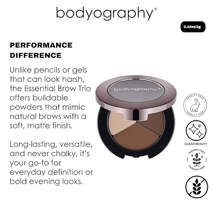 Eyebrow Powder Trio – 3-Shade Brow Palette for Defining, Filling & Shaping Brows | Blendable, Long-Lasting Brow Powder Kit for Natural to Bold Looks