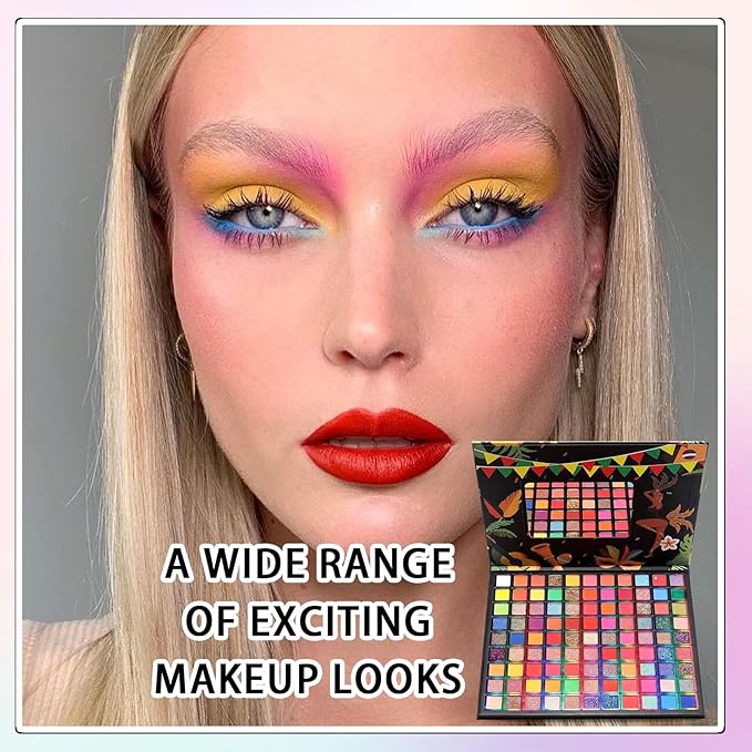 99 Colors Eyeshadow Palette,Matte Glitter Eyeshadow Makeup Palette with Eyeshadow Brush,Highly Pigmented Colorful Shimmer Eye Shadow Palette Makeup Kit for Women