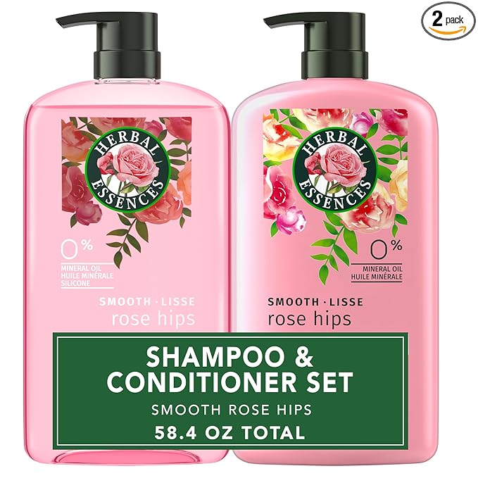 Herbal Essences Shampoo & Conditioner Set, Rose Hips - Smooth Collection, Paraben-Free, Color-Safe, Shiny Hair with Jojoba & Vitamin E, 29.2 Fl Oz Each, 2-Pack