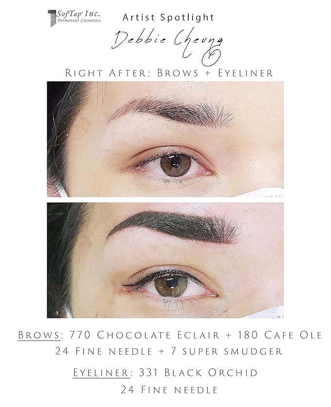 Microblading Ink for Eyebrows by SofTap® | Chocolate Eclair – Dark Cool Brown PMU Pigment for Nano Brows, Machine & Hand Method | Carbon-Free Inorganic Permanent Makeup Ink