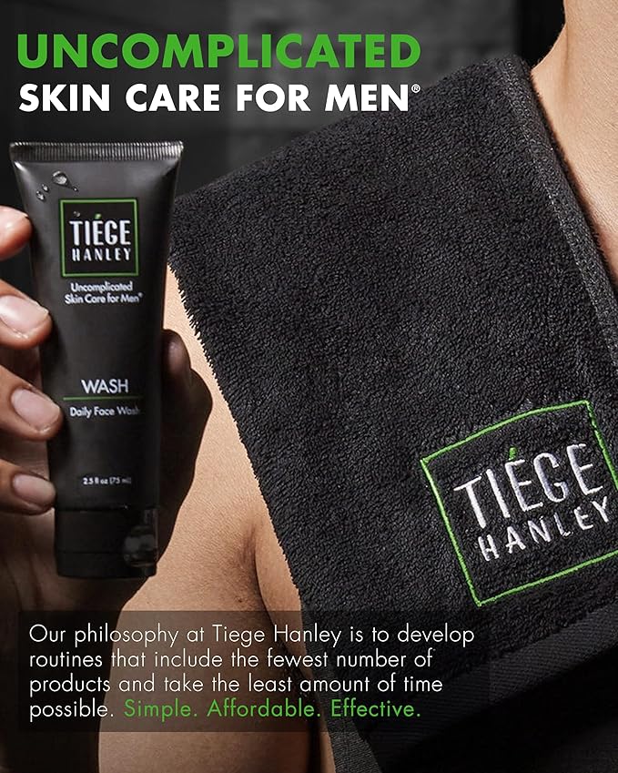 Tiege Hanley Skin Care Set for Men, Anti Aging Routine, System Level 3, Daily Face Wash, Facial Scrub, Two Moisturizers, Eye Cream, and Serum for Healthy, Hydrated Skin, Men’s Skin Care, 6 Piece Kit