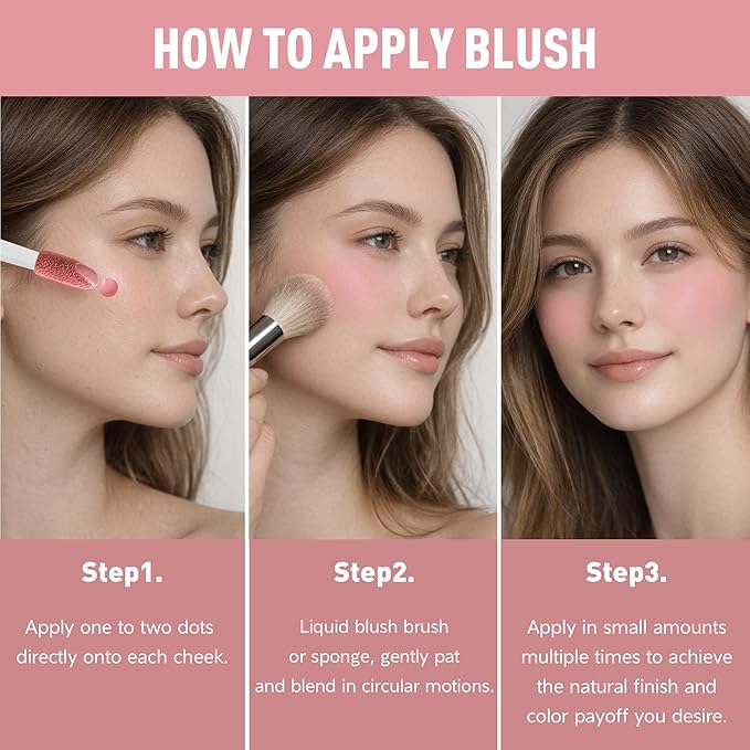 FV Liquid Blush Matte, Long Lasting Buildable Cream Blush with High-Pigment Color, Weightless Blendable Flush for Natural Finish (Love)