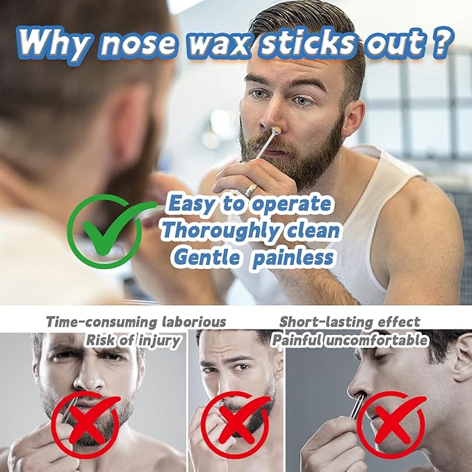 120 Pcs Nose Wax Sticks, Universal Plastic Nose Hair Wax Removal Kit with Disposable Spatulas for Men Women Nose Ear Face Eyebrow Beard Hair Removal