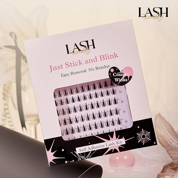 cosmic winks Self Adhesive Glue Free Lash Clusters kit Easy Removal lash Extensions Soft Lightweight Thick And Dense Lashes Beginner Friendly False Eyelashes 110 Clusters
