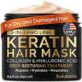 SUNATORIA Keratin Hair Mask - Deep Repair for Dry, Damaged Hair - Hydrolyzed Keratin, Hyaluronic Acid, Argan Oil and Collagen - Sulfate-Free, Paraben-Free| 8.5 fl oz