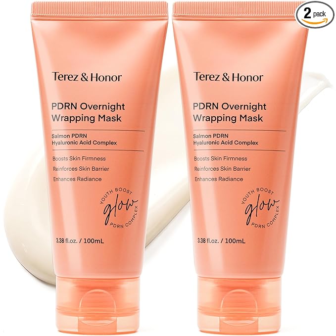 TEREZ & HONOR PDRN Overnight Wrapping Peel Off Facial Mask: Hydration & Skin Support, Salmon PDRN & Hyaluronic Acid Complex, Dermatologist Tested, Korean Skin Care 3.4 FL OZ / 100mL 2Pcs