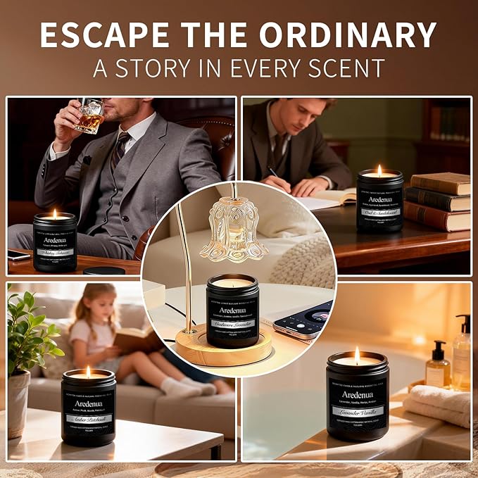 Cologne Mens Candles | Manly Scented Candles for Men - 7oz Soy Wax, 50 Hours Long Lasting, Natural Handmade with Luxury Black Gift Box, Aromatherapy Gifts for Him Valentine's Day Anniversary Birthday