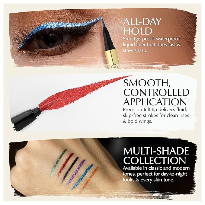 EPILYNX Liquid Eyeliner - Hypoallergenic Eyeliner with Fine Brush Tip, Long-Lasting Waterproof Eye Liner - Cruelty-Free, Vegan, Gluten-Free, Smooth Liquid Eye Liner - 6 Shades Gift Set