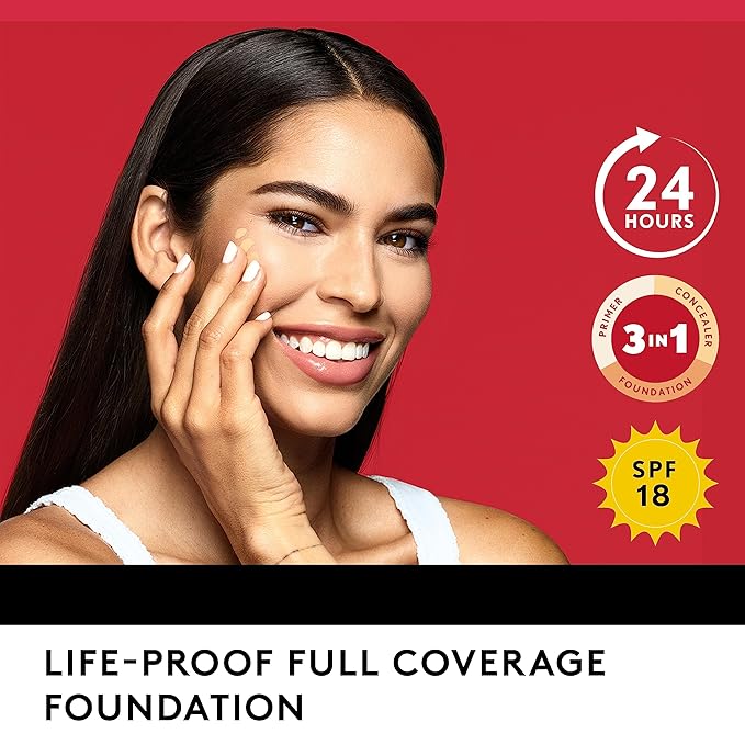 Covergirl Outlast Extreme Wear 3-in-1 Full Coverage Liquid Foundation, SPF 18 Sunscreen, Classic Ivory, 1 Fl. Oz.