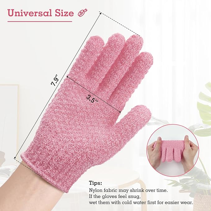 Evridwear Exfoliating Glove Shower Gloves Exfoliate Dead Skin for Dry Sensitive Skin No Irritation with Hanging Loop (3 Exfoliation Level Mixed- 3 Pairs)