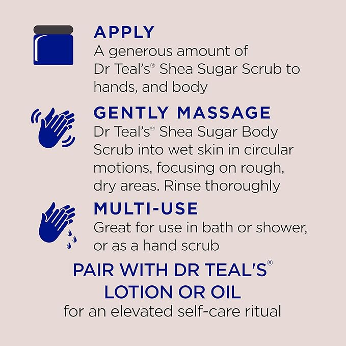 Dr Teal's Shea Sugar Body Scrub, Coconut Oil with Essential Oils, 19 oz (Pack of 3)