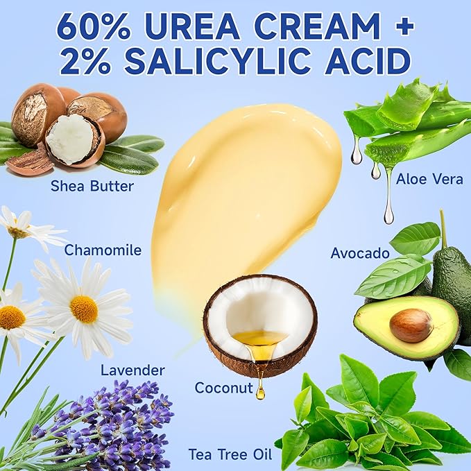 Urea Cream 60 Percent For Feet Maximum Strength - Intensive Repair Dry Cracked Skin, Urea Cream For Feet, Foot Cream For Dry Cracked Heels, 1 Pcs - 1.41 Oz