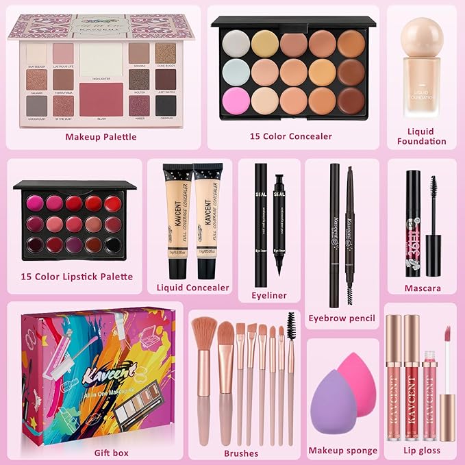 Makeup Kit for Women Teens full Kit Makeup set for Teens Teenagers 14-16 Eyeshadow Foundation Makeup Gift set for Women Makeup Kit for Teen Girls