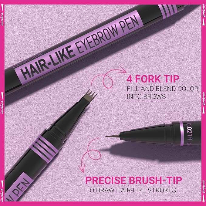 iMethod Eyebrow Pen - Eyebrow Pencil Magic 2-in-1 Eye Brow Pencils for Women with 4-Fork-Tip and Precise Brush-Tip Create Natural Hair-Like Brows, Last All Day, Microblading Eyebrow Pen, Brown