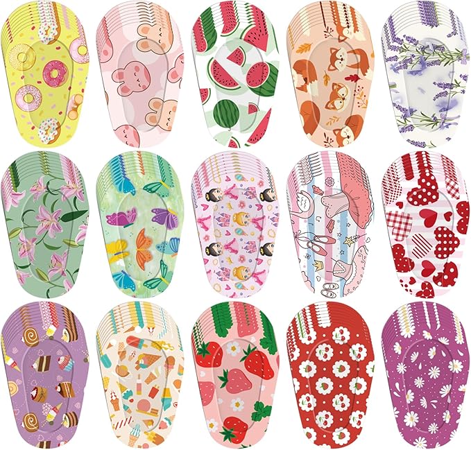 120 Pcs Adhesive Eye Patches for Kids and Girls,Bulk Breathable Soft Cotton, with Cute Pattern Designs, 15 Styles with 8 Pieces Each