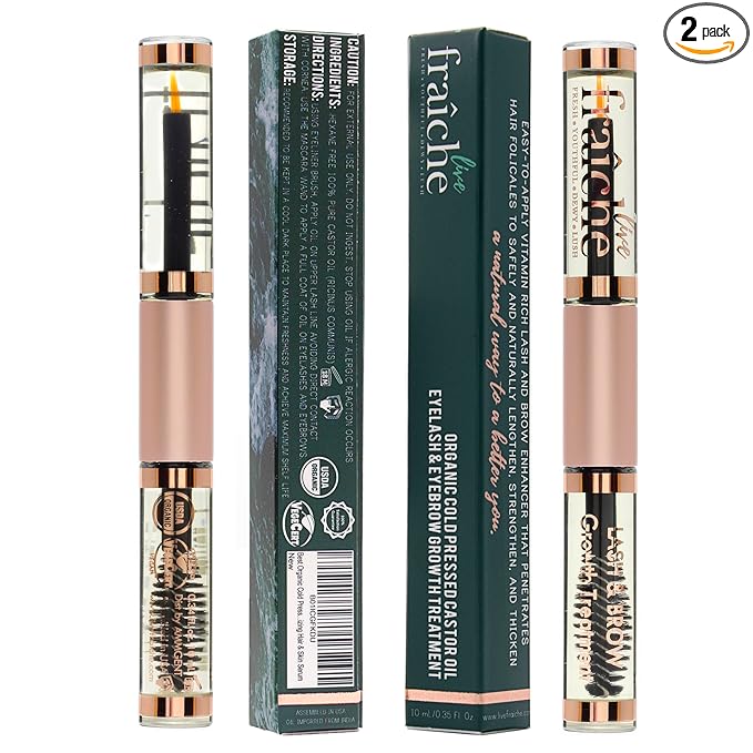 Lash Serum Mascara Tube DOUBLE PACK - Natural Eyelash Serum for Growth, Conditioning &Treatment - Eyelash Growth Serum with Organic Castor Oil - Brow Serum to Grow Brows with Eyeliner & Eyelash Brush