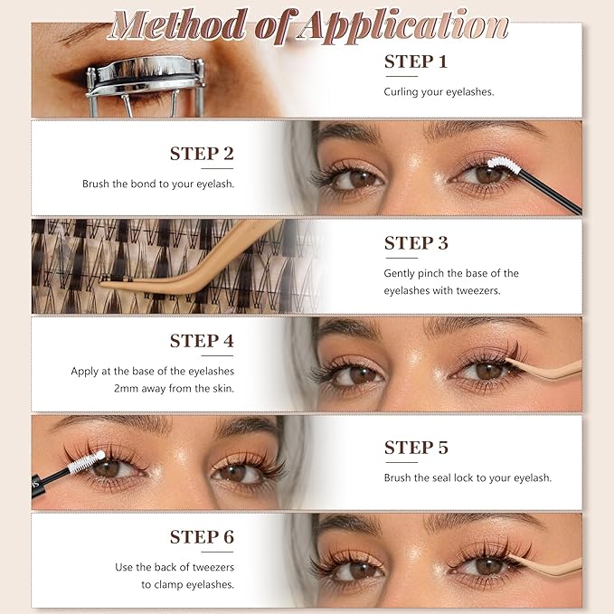 JMS&JMS Brown Fairy Lash Clusters Kit, Anime Manga Lash Extension Kit, Invisible Band Fairy Lashes, Wispy Natural Eyelash Clusters Kit with Bond and Seal and Applicators (Brown Fairy-C-8-18Mix)