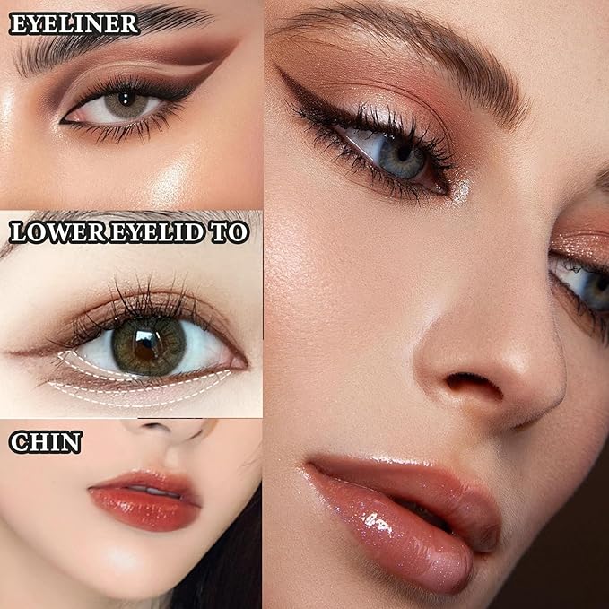 12 PCS Dark Brown Eyeliner Pencils,Professional Long Lasting Waterproof Makeup Pencils,Highly Pigmented Inner Corner Eye Highlighter Eyeliner Pencil Eye Liner Pen Sets for Women