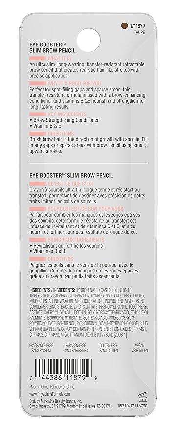 Physicians Formula Eyebrow Retractable Slim Definer Brow Pencil, Taupe Brown, Dual-Sided Brow Brush, Fine Tip, Shapes, Defines, Fills Brow Makeup | Dermatologist Tested, Clinicially Tested