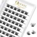 QUEWEL Lash Clusters 72 Pcs Wide Stem Individual Lashes C/D Curl 8-16mm Length DIY Lash Extension Soft False Eyelashes Wispy Cluster Lashes Easy to Create Natural Look At Home(Mega-D-10mm)