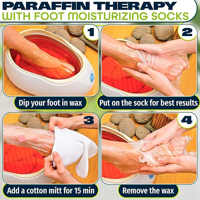 200 Pcs Plastic Foot Covers for Feet – 13 US Leak-Proof, Durable, Ribbed Anti-Slip Design with 200 Stickers for Snug Closure – Plastic Socks for Moisturizing Feet, Great for Wax Foot Care & Hydration