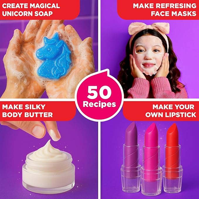 Doctor Jupiter Makeup & DIY Craft Kit for Girls Ages 6+ | Make Your Own Makeup, Perfume, Lip Gloss, Bath Bomb with 50 Beauty Recipes| Birthday Gift Ideas for 6-7-8-9-10-11-12 Year Olds