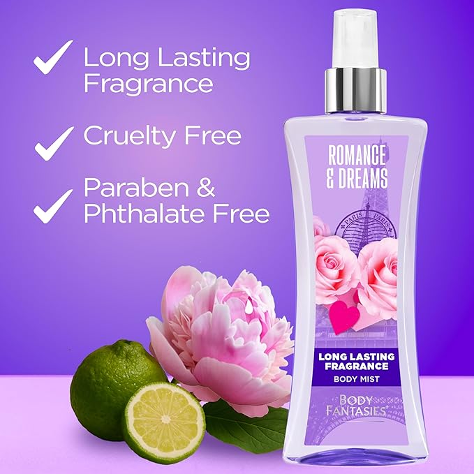 Body Fantasies Signature Fragrance Body Spray, Romance & Dreams, 8 fl oz (Pack of 2)