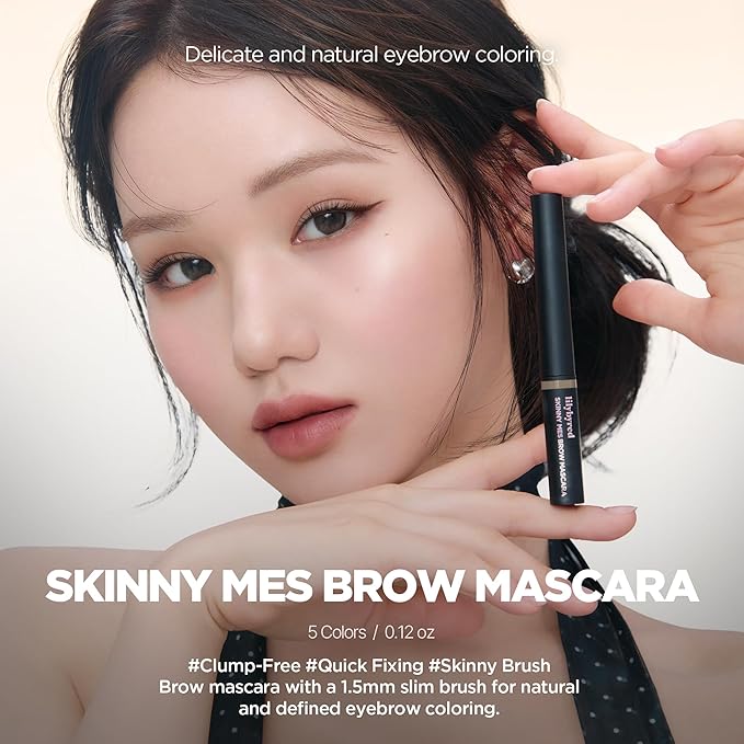 lilybyred Skinny Mes Brow Mascara | Korean 1.5mm Ultra-Slim Brush Eyebrow Mascara, Precision Application, Natural-Looking Finish, Smudge-Proof, Clump-Free, Long-Lasting, 0.12 oz. | (02 Medium Brown)