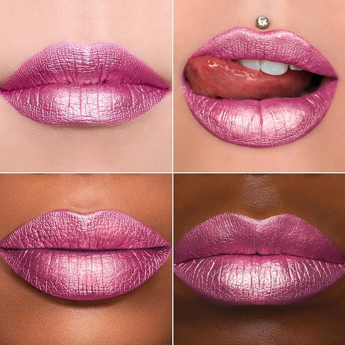 MAKI YIKA Metallic Pink Lipstick for Women Nude Pink Lipsticks Long Lasting Glitter Lipstick for Mother No Smudge No Transfer Liquid Lip Gloss (BR21 Sweet Rose)
