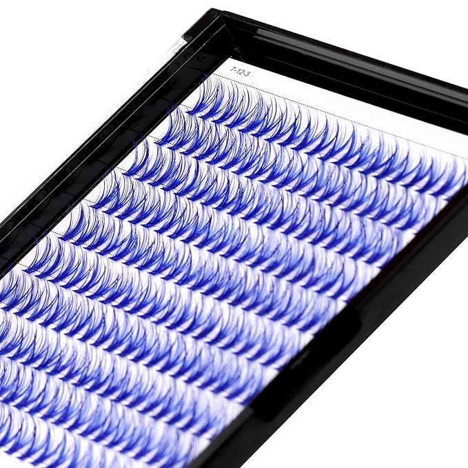 →VAYATOR False Eyelashes 3Styles D Curl 10-18mm 200Pcs To Choose Lashes Extensions Cluster Individual Lash Extensions Reusable False Eyelashes Easy Grafting （Dark Blue-D Curl-12mm）