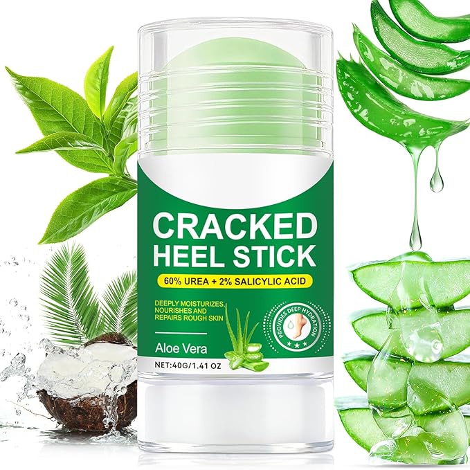 60% Urea plus 2% Salicylic Acid Foot Care Stick, Deep Hydration Soften & Smooth Thickened Areas, Intensive Moisturizer Repairs for Dry, Cracked Heels & Thickened Skin (1.41 Ounce, Aloe Vera)