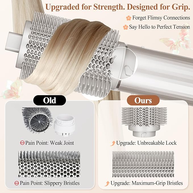 Upgraded Large Round Volumizing Brush for Shark FlexStyle Attachment, Big Round Brush Compatible with Shark Flex Style, Fast Blowouts Smooth Bends Full Volume(2in barrel, 3in with Bristles)
