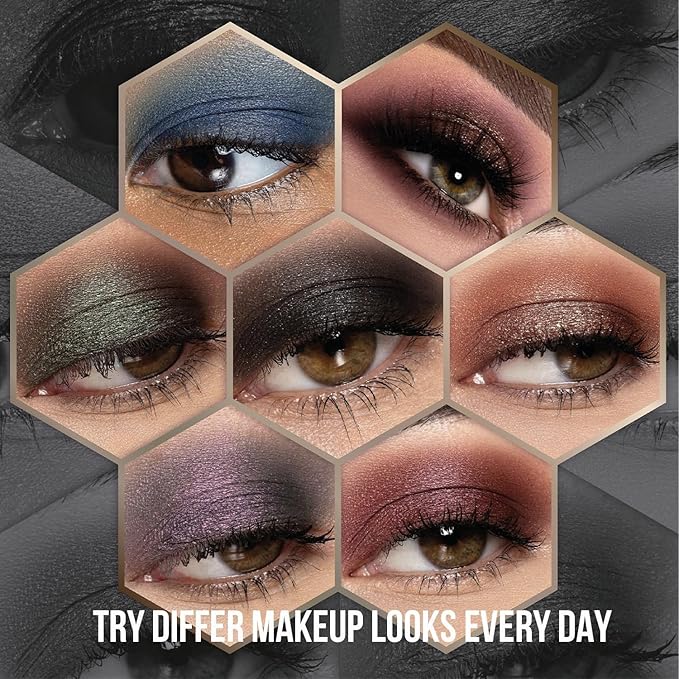 Black Smokey Eyeshadow Palette, Midnight Masquerade 21 Colors – Spectrum of Black Matte Shimmer Glitter Eye Shadow for Halloween Goth Makeup, Highly Pigmented, Talc Free