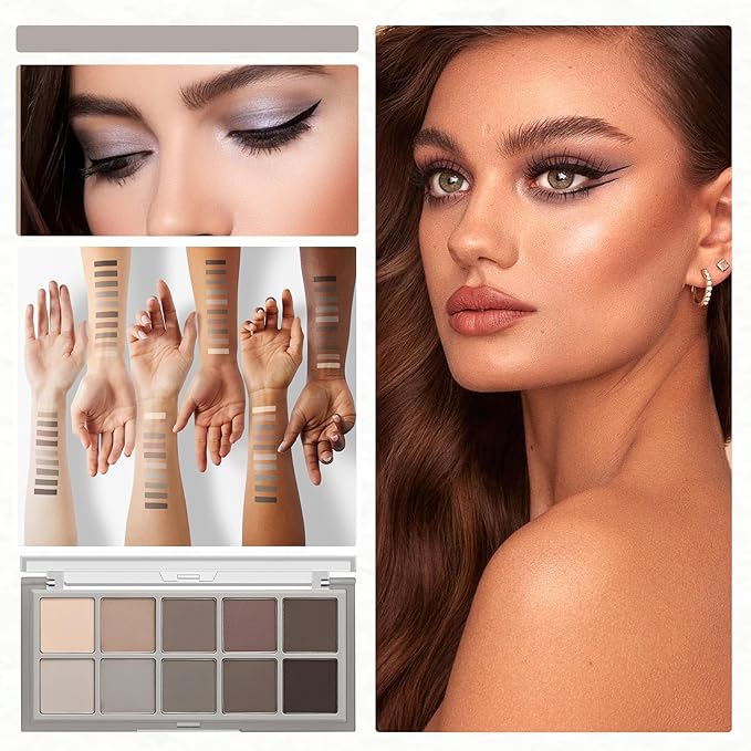 2PCS Naked Eyeshadow Palette Makeup Set with Brush,Natural Flawless Eye Shadow Palette Makeup,Highly Pigmented Neutral Nude Eye Shadow Palette,Waterproof Matte Eyeshadow Palette