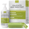 Folliculitis Treatment Folliculitis Body Wash Sensitive Skin | Foaming Cleanser for Redness & Irritation with No Sulfates, Dyes or Parabens | Body Wash Includes Bonus Scrubber Brush