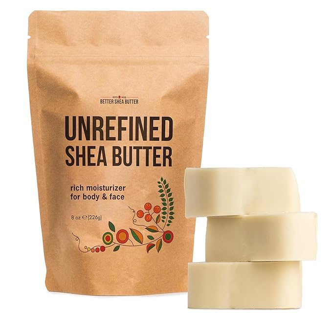 Raw Shea Butter – 100% Pure Unrefined African Shea Butter | Deep Moisturizer for Dry Skin, Hair & Scalp | DIY Body Butter, Lip Balm & Soap Base | Smoky Scent (8 oz Block)