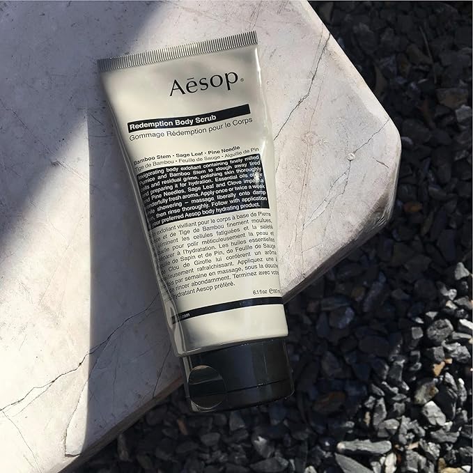 Aesop Redemption Body Scrub | Fine-Grain Exfoliating Body Polish with Bamboo, Pumice & Sage | Smoothing, Cleansing Scrub for All Skin Types – Fresh Alpine, Woody Aroma | 6.2 oz