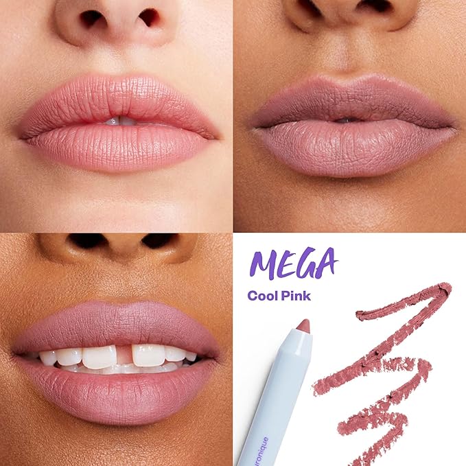 Kosas Hotliner Retractable Lip Liner Pencil with Built-In Brush & Sharpener - Easy Contouring, Hydrating, Long-Lasting - Pigmented Creamy Texture for Plumping Lips - Hyaluronic Acid & Konjac - Mega