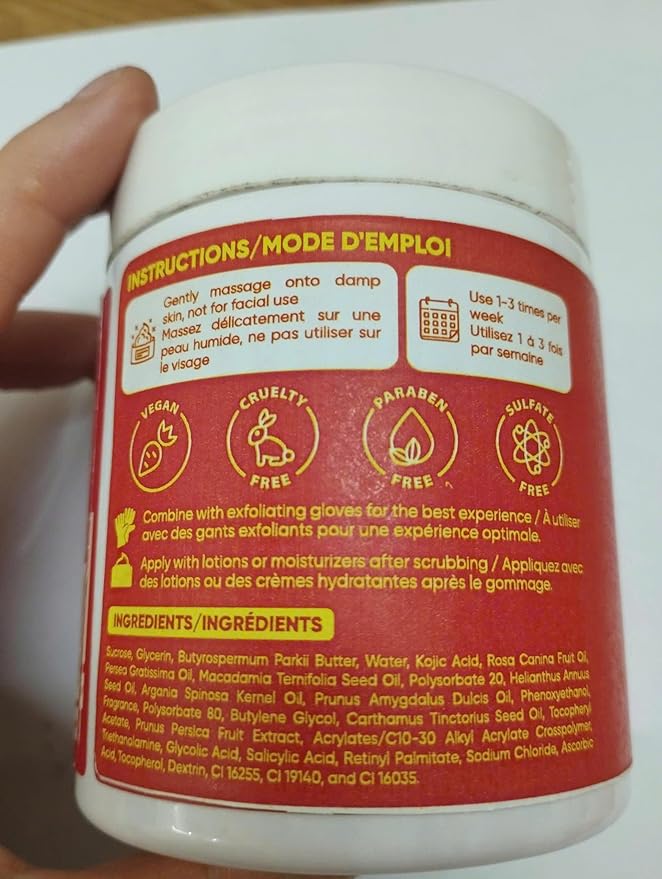 Muun Bikini Area Exfoliator, 2% Kojic Acid Vitamin C & 7% AHA/BHA Even Skin Tone & Ingrown Hair - Underarm Scrub - Radian, Smoothe & Soften Body Scrub