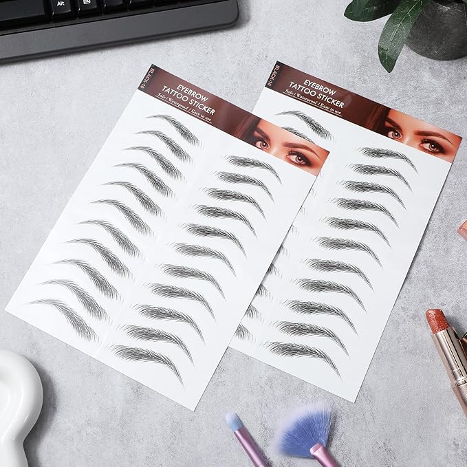 YUXIANLB 15 Sheets Waterproof Eyebrow Tattoo Fake Eyebrows Sticker 4D Hair-Like Eyebrow Tattoos Stickers Temporary Eyebrows Tattoo For Women Long-Lasting Eye Brow Christmas For Makeup Beginner