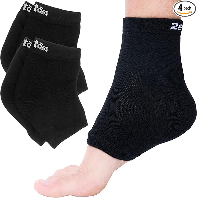 ZenToes Moisturizing Socks for Cracked Heel Treatment, Vitamin E, Olive Oil and Jojoba Oil Infused Heel Socks, Spa Gifts for Women, Mothers Day Gifts (Cotton Black, Wide Width)