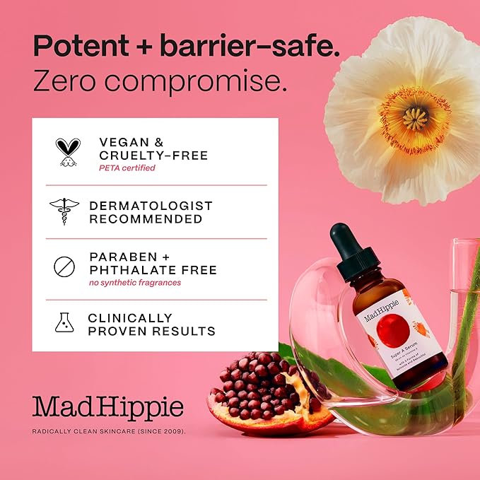 Mad Hippie Super A Retinol Serum for Face – Potent Skin Repair & Anti-Aging Serum with 3 Retinoids, Bakuchiol + Hydrating Hyaluronic Acid, 1.02 Oz