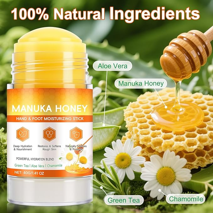 2 Pack Manuka Honey Cracked Heel Treatment Balm Stick, Dry & Cracked Foot Repair for Intensively & Deeply Moisturizing & Hydrating, Soothing, with Shea Butter, Chamomile|1.41 Oz/40 G