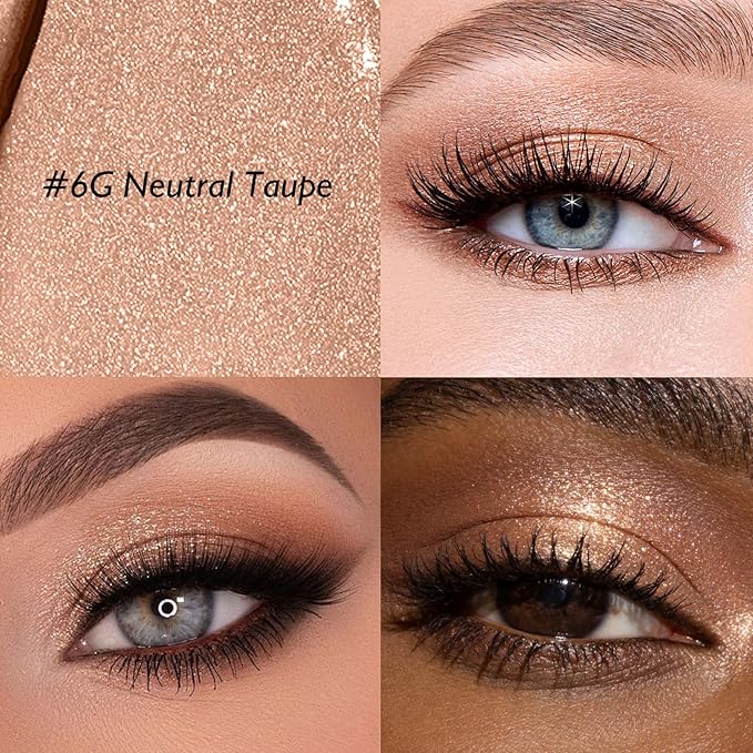 Neutral Taupe Shimmer Eyeshadow Stick, Cream Eye Shadow Stick Waterproof Long Lasting Multi-Use Eyeliner Pencil, Smooth Blendable High Pigmented Eye Crayon Makeup with Built-in Sharpener