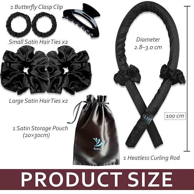Satin Heatless Curling Set - Soft Curlers to Sleep In, Overnight Heatless Curls for Long Hair, Shoulder Length, Overnight Hair Curlers for Frizz-Free, No Heat Damage Styling, Gift for Teen Girl,Women